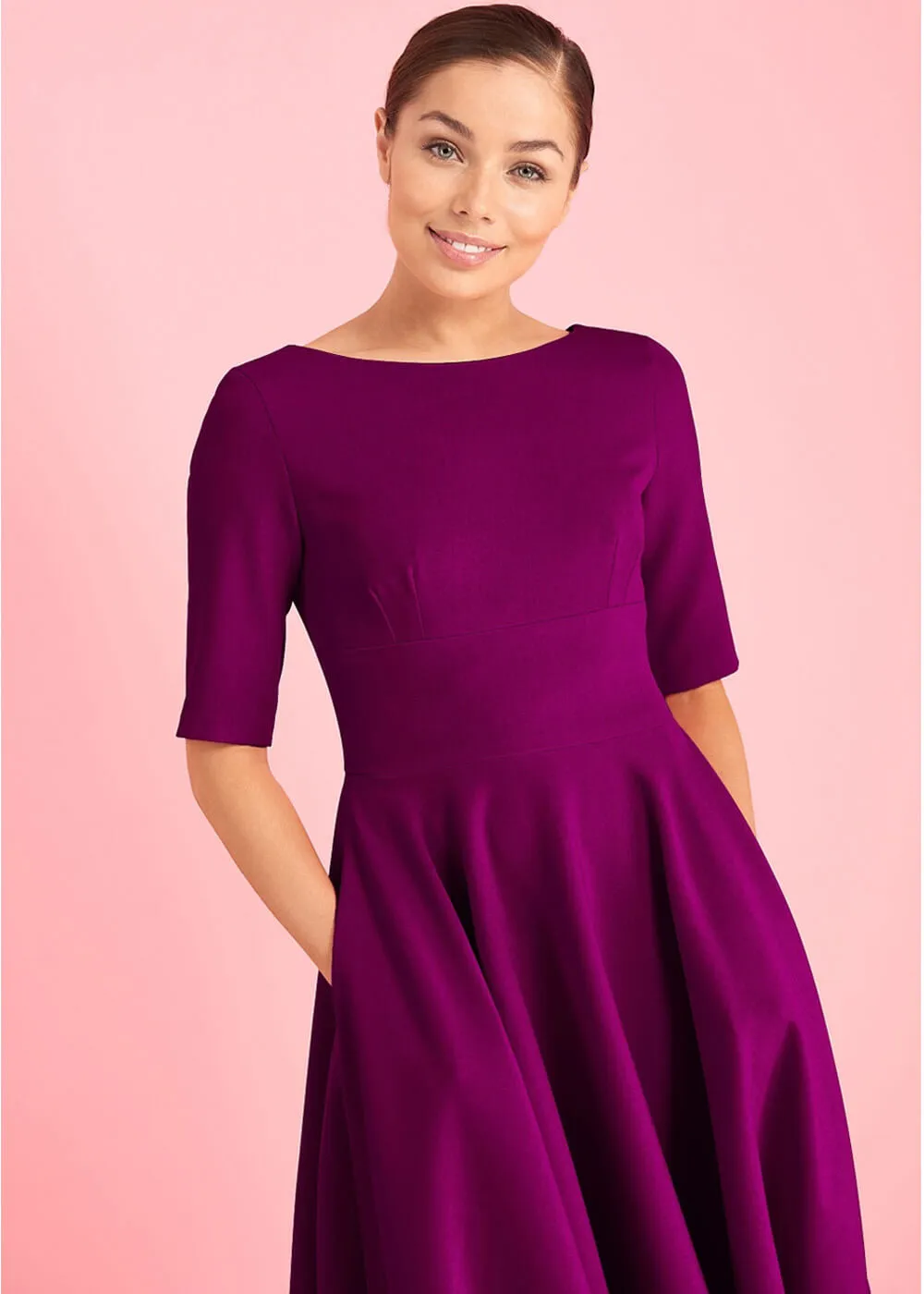 Pretty Dress Company Hepburn 50's Swing Dress Berry