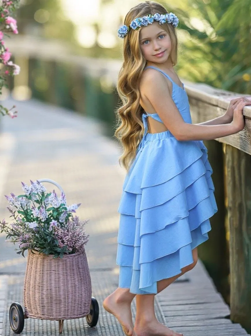Pretty Petal Blues Tiered Dress