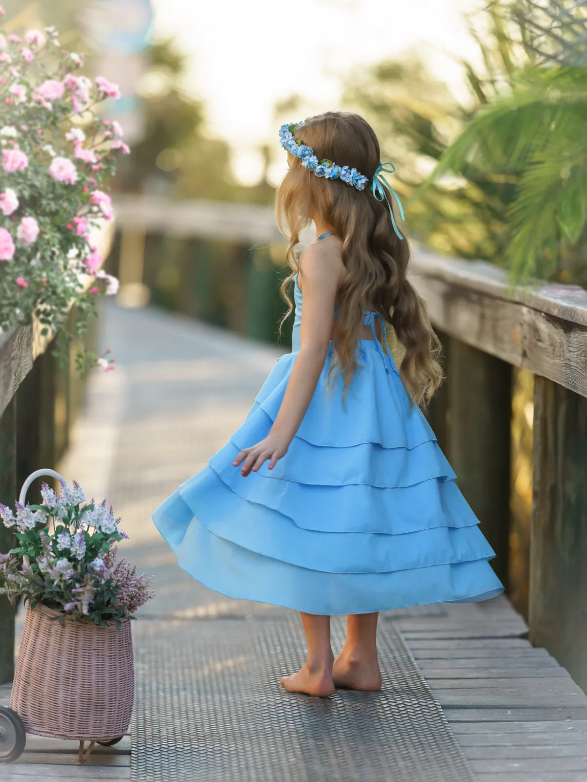 Pretty Petal Blues Tiered Dress