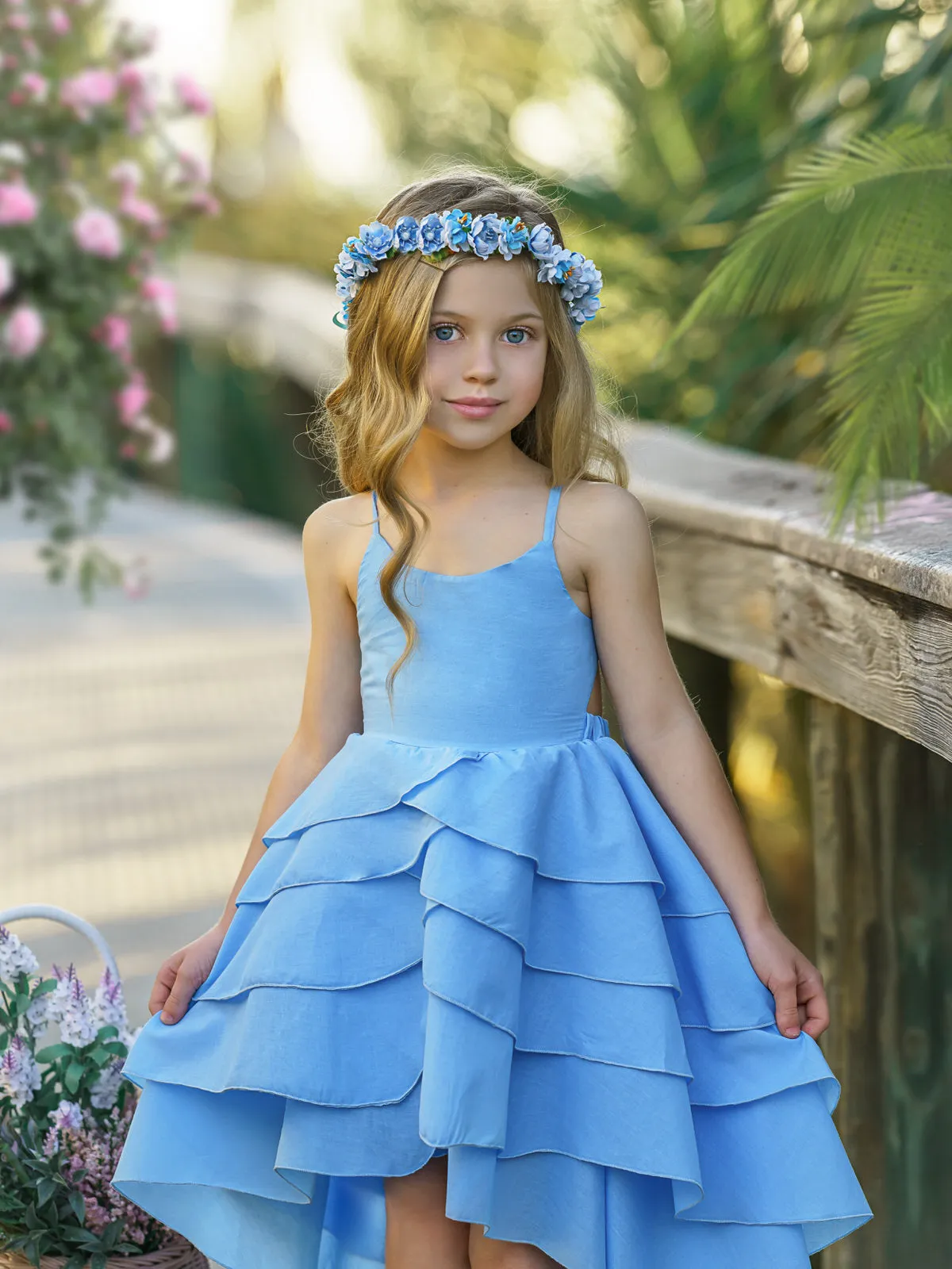 Pretty Petal Blues Tiered Dress