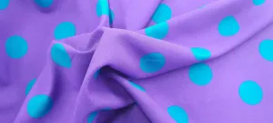 Printed Mini Matt Purple And Turquoise Poka Dots 150CM