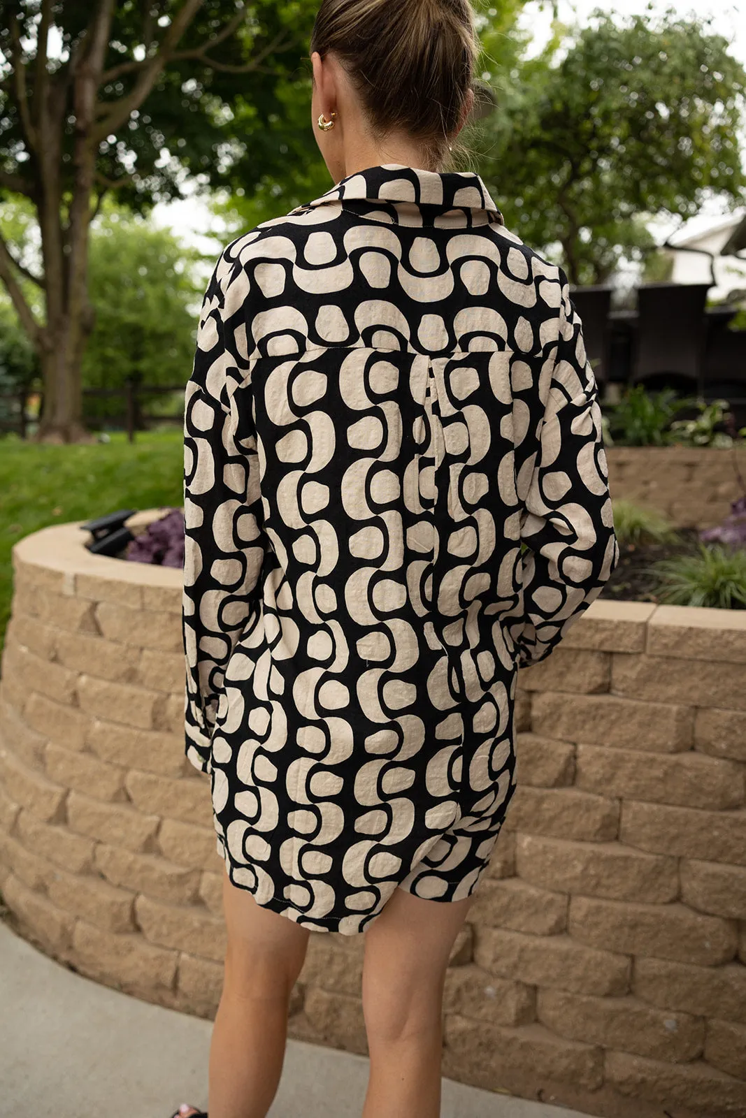 Printed Romper-Black/Khaki