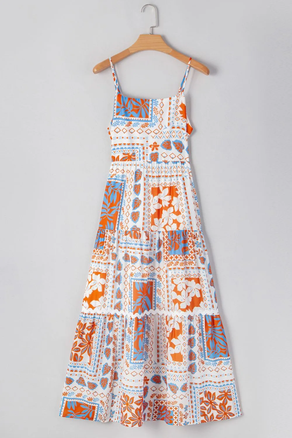 Printed Smocked Back Ricrac Trim Cami Dress