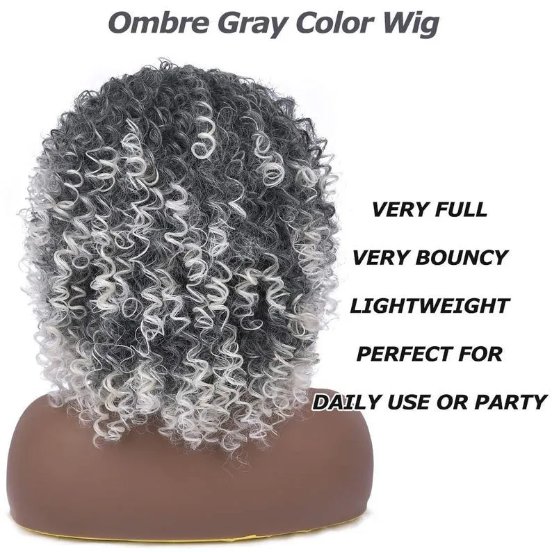 Professionally Design Human Hair Look and Feel Synthetic Short Curly Kinky Afro Wigs with Bangs