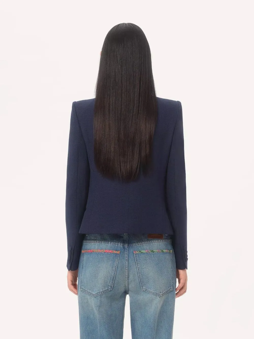 Provence Blue Viscose Jacket with Bow
