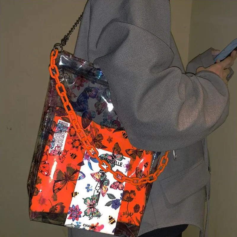 "BUTTERFLY ORANGE CHAIN" PVC BAG D050803