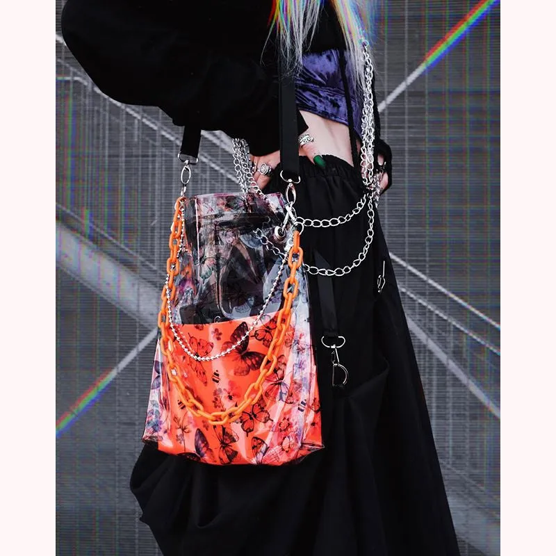 "BUTTERFLY ORANGE CHAIN" PVC BAG D050803