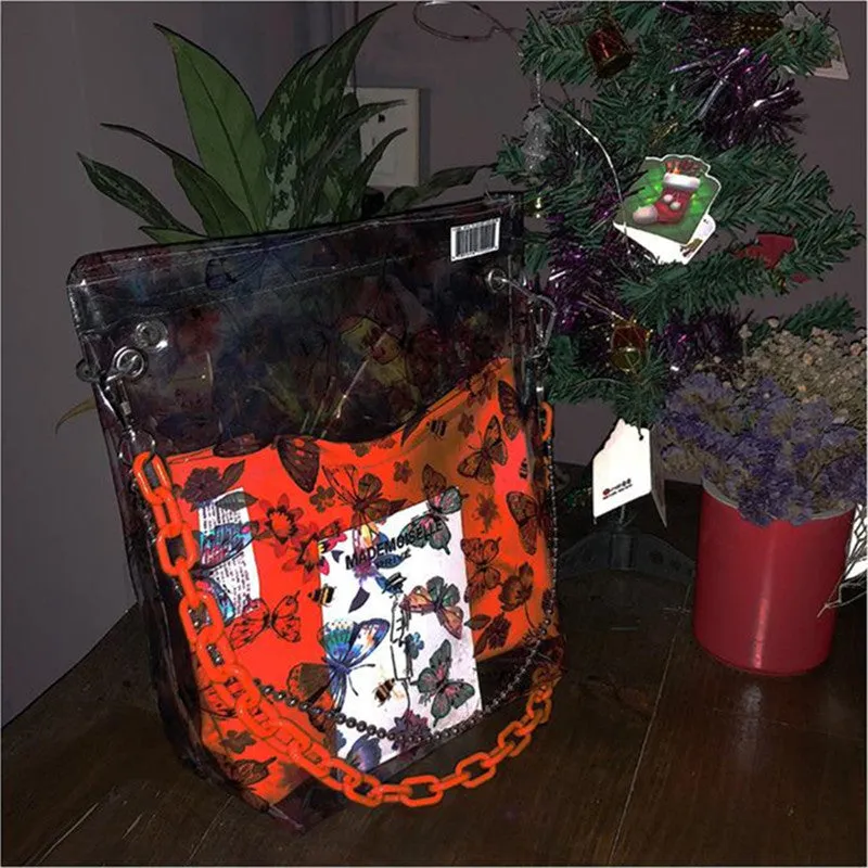 "BUTTERFLY ORANGE CHAIN" PVC BAG D050803