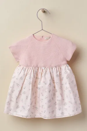 "Delia" Pink Half Knit Floral Dress