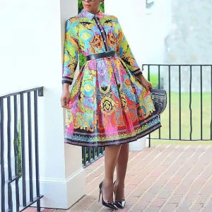 "Elegance in Motion – High-Waisted Pleated Dresses with Sleek Long Sleeves"