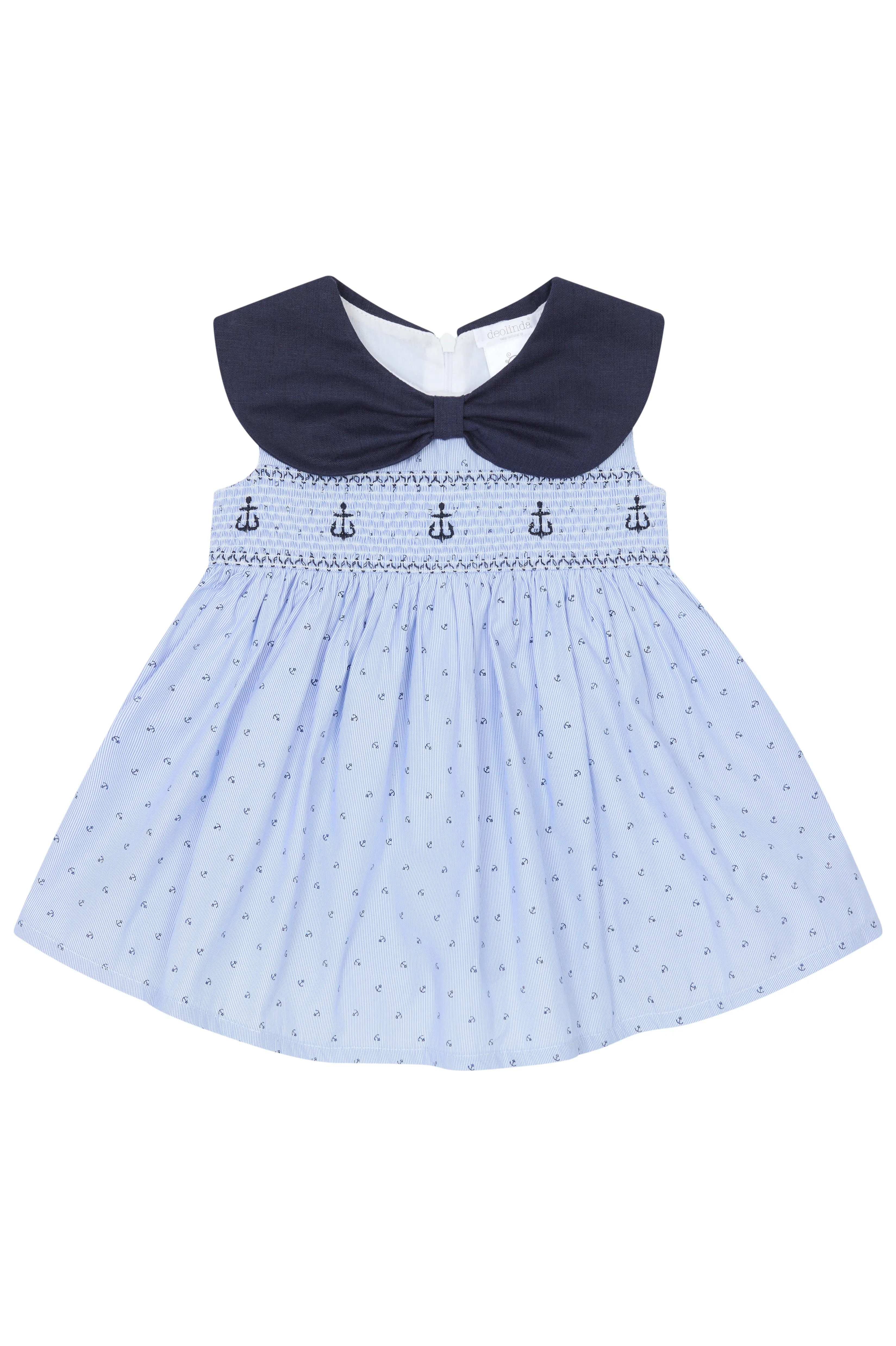"Nellie" Navy Smocked Anchor Dress