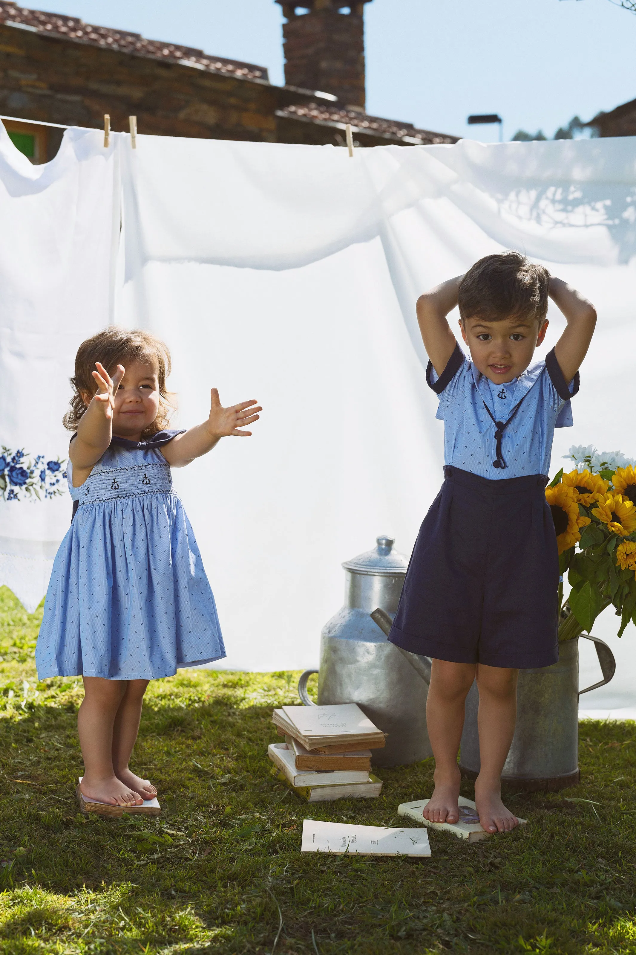 "Nellie" Navy Smocked Anchor Dress
