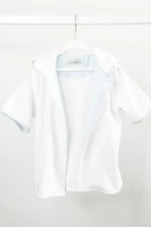 "Oakley" Pale Blue Houndstooth Towelling Hoodie