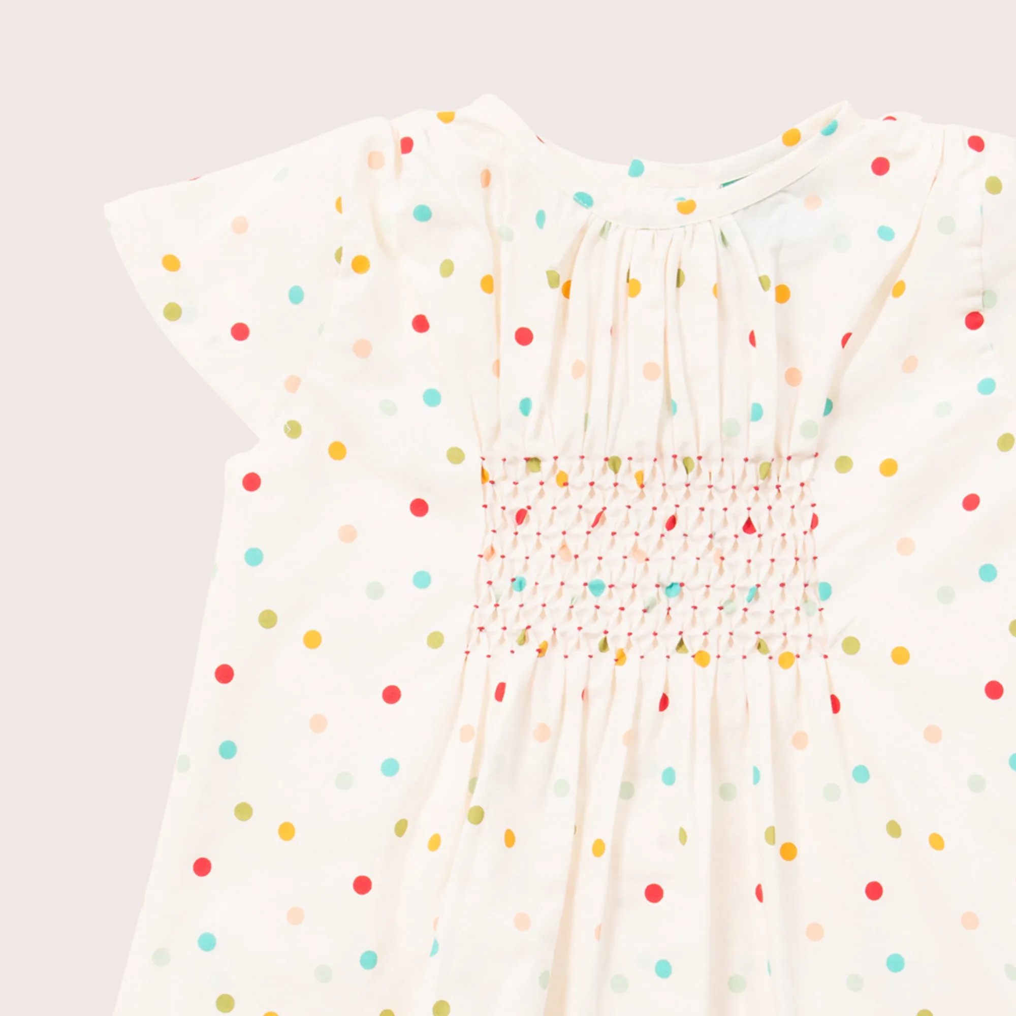 Rainbow Spots Smocked Dress