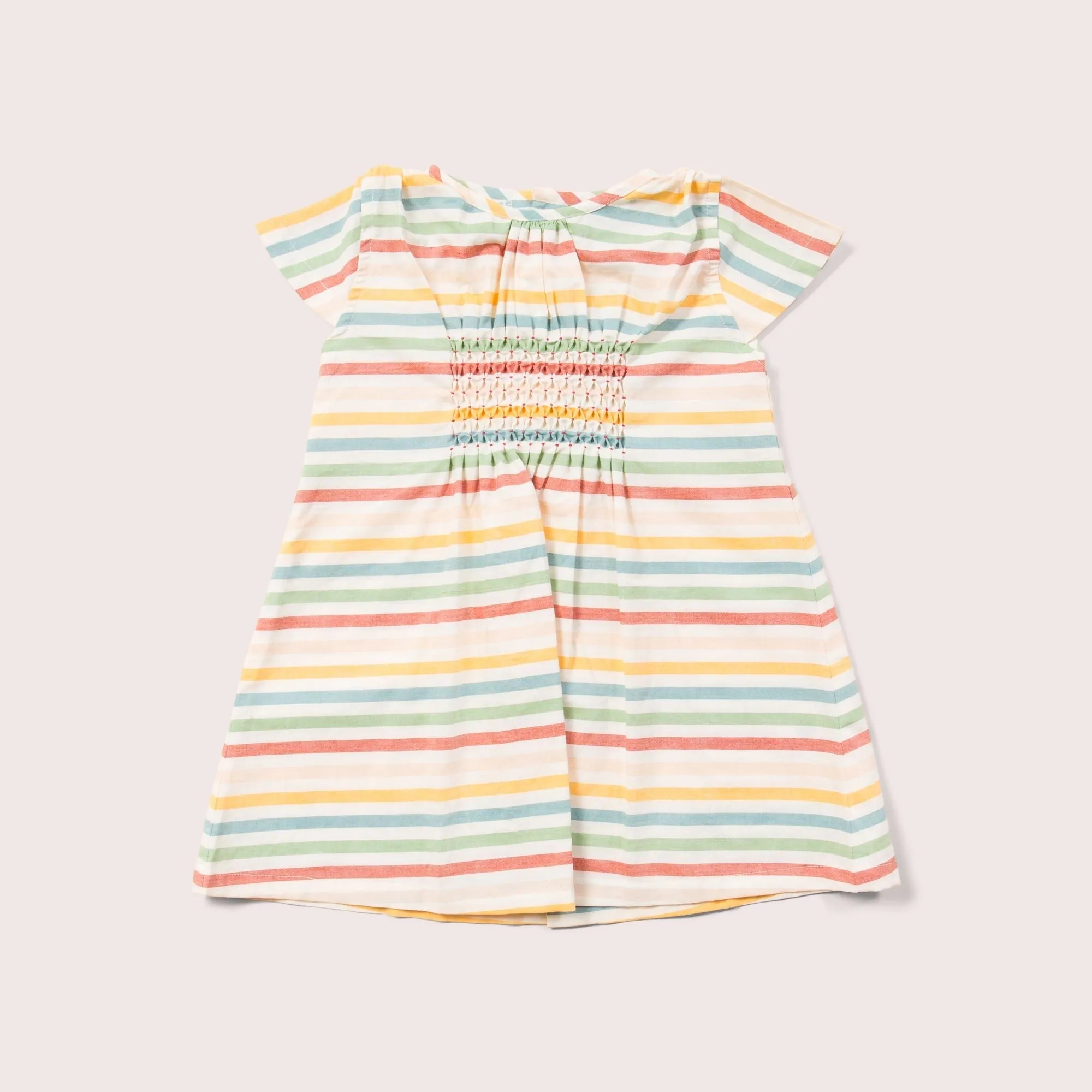 Rainbow Striped Smocked Dress