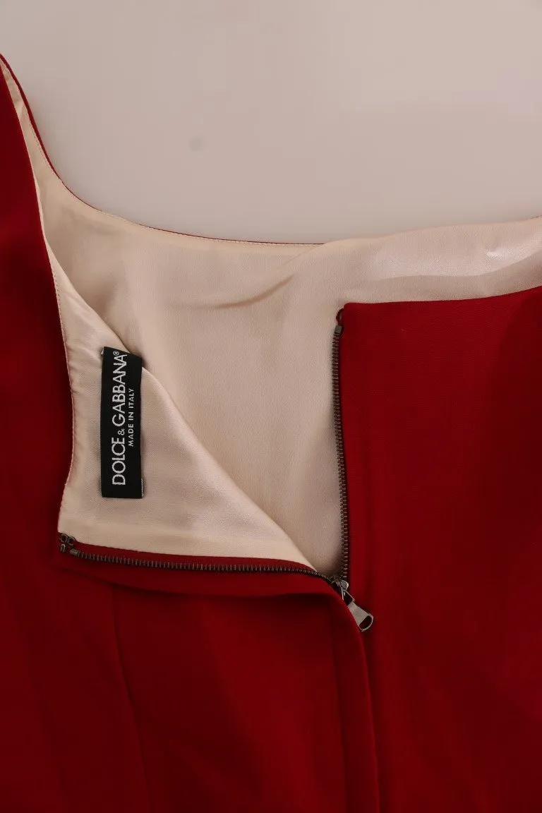 Red Stretch Sheath Above Length Dress