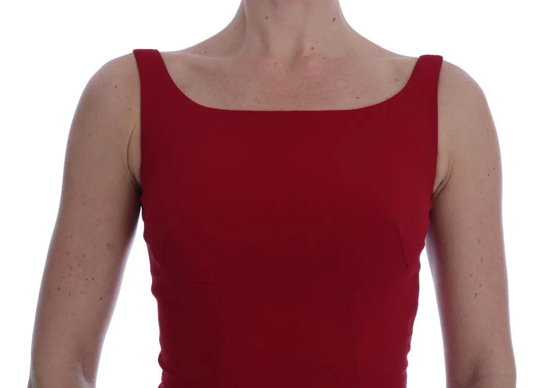 Red Stretch Sheath Above Length Dress