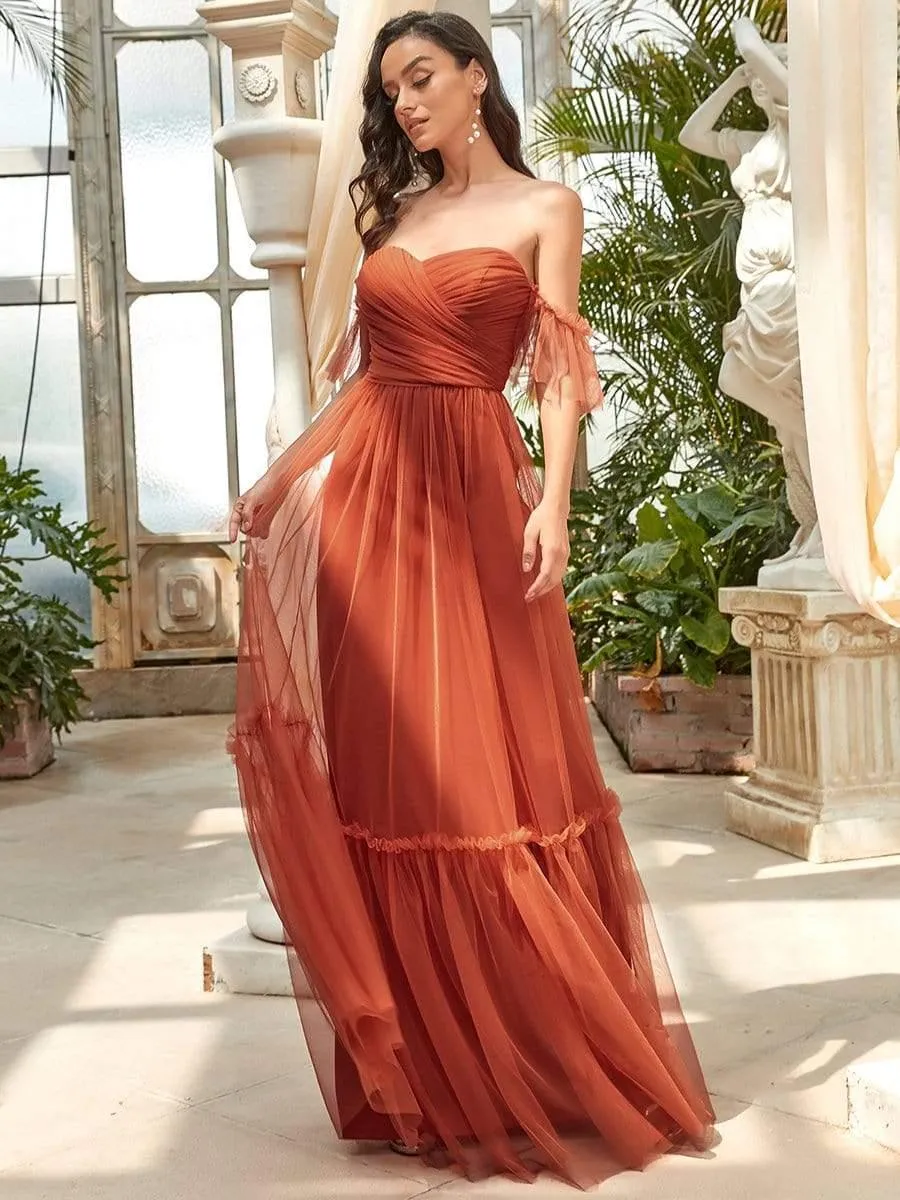 Robe de demoiselle d'honneur en maille à épaules dénudées
