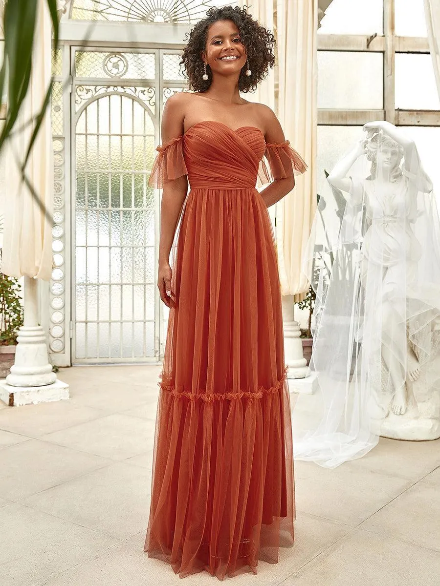Robe de demoiselle d'honneur en maille à épaules dénudées