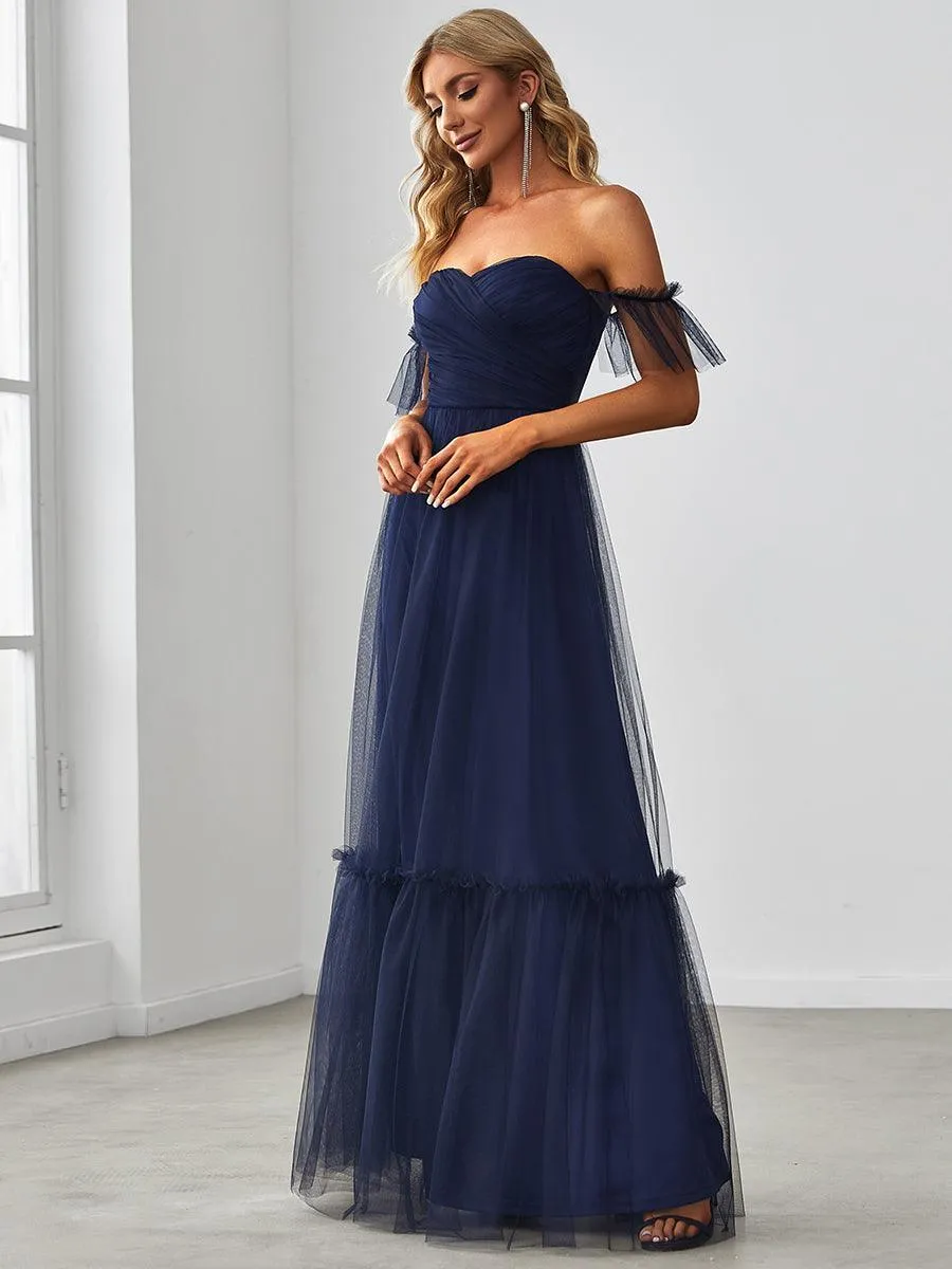 Robe de demoiselle d'honneur en maille à épaules dénudées