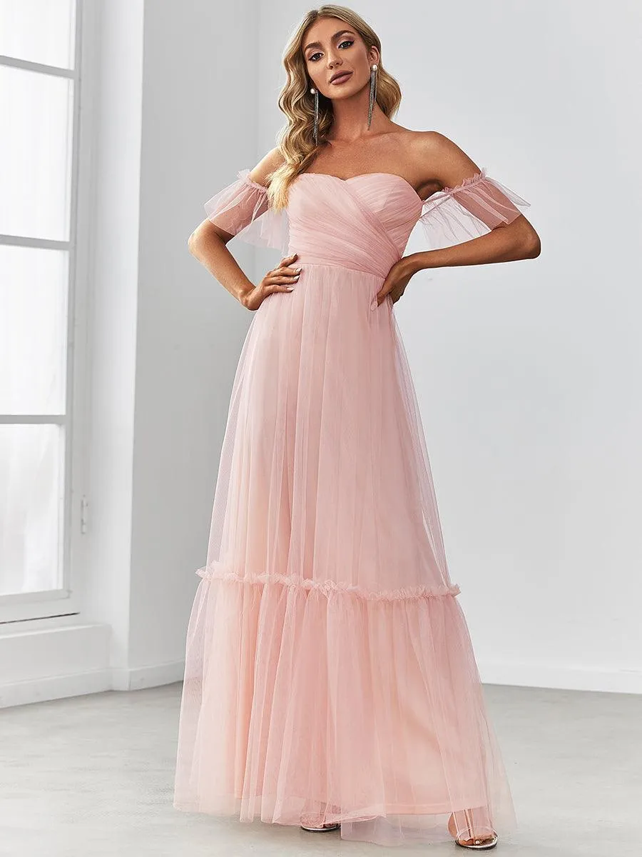 Robe de demoiselle d'honneur en maille à épaules dénudées