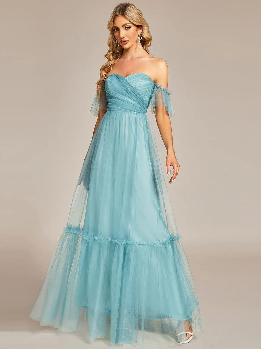 Robe de demoiselle d'honneur en maille à épaules dénudées