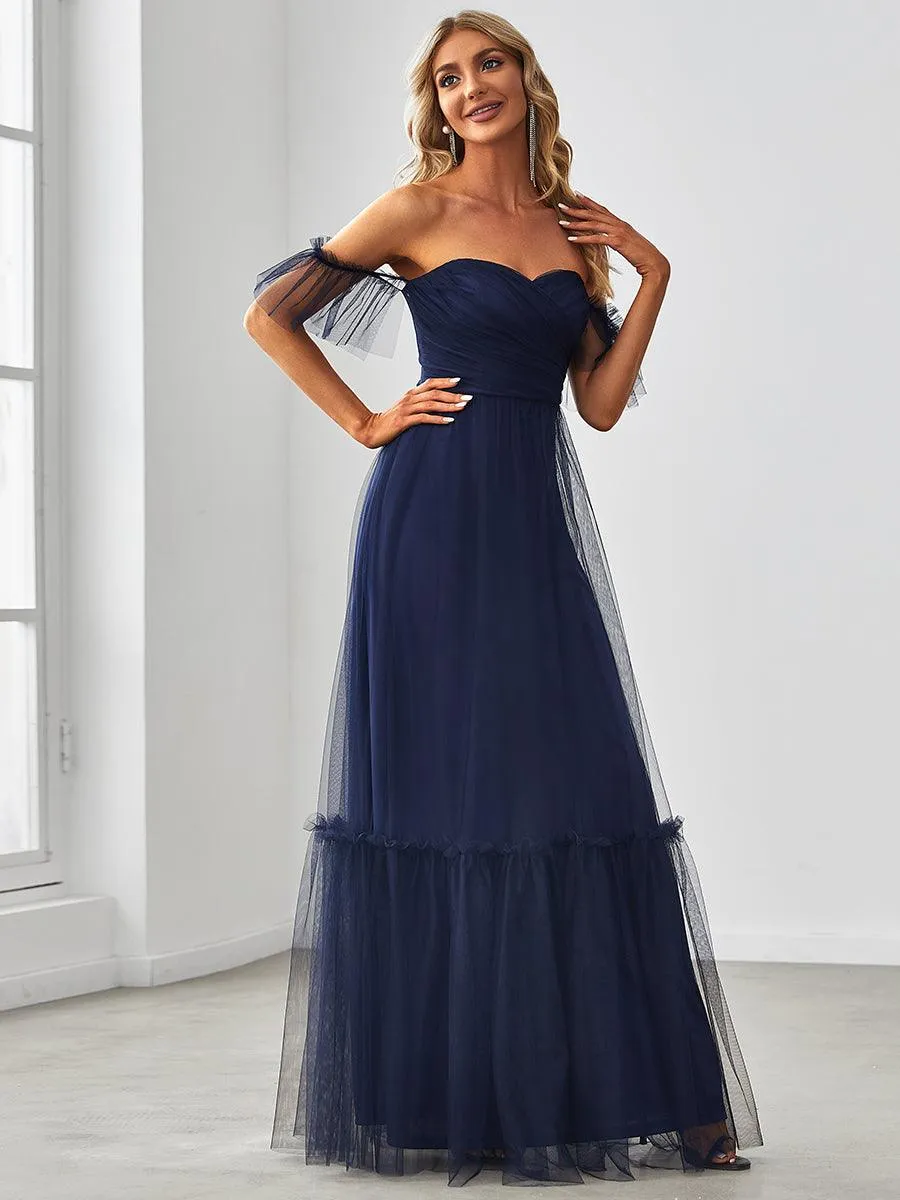 Robe de demoiselle d'honneur en maille à épaules dénudées