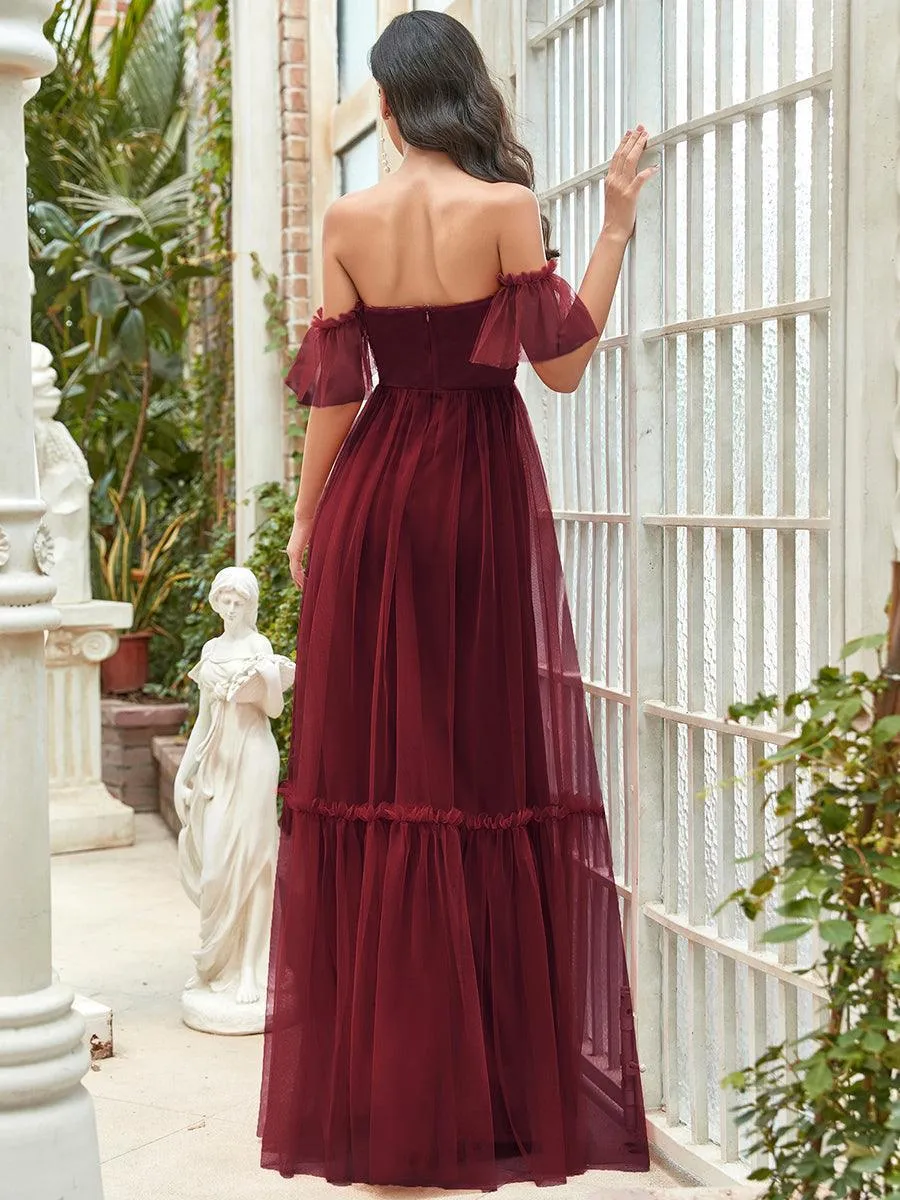 Robe de demoiselle d'honneur en maille à épaules dénudées