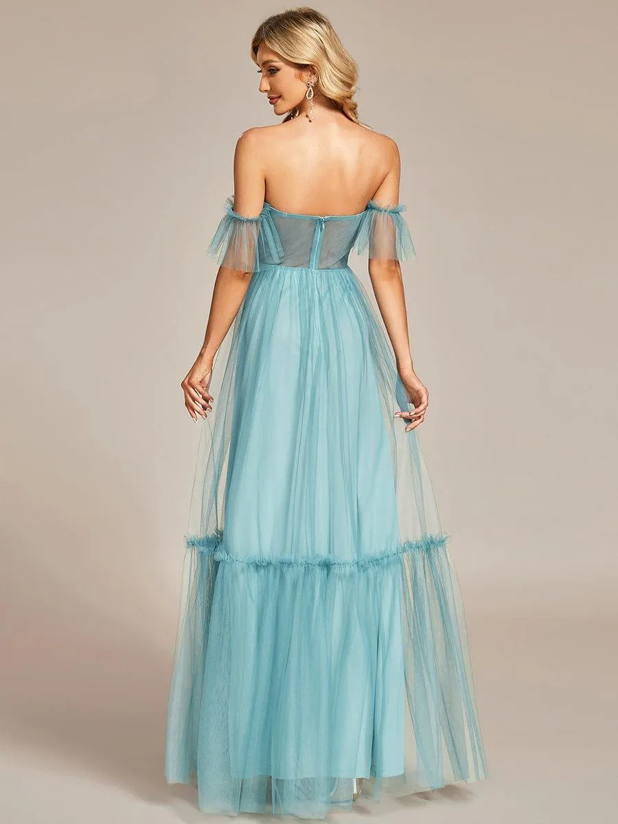 Robe de demoiselle d'honneur en maille à épaules dénudées