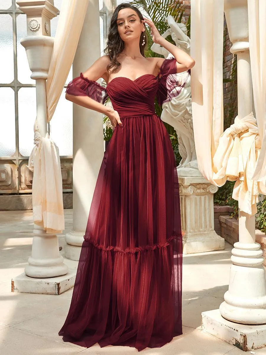 Robe de demoiselle d'honneur en maille à épaules dénudées
