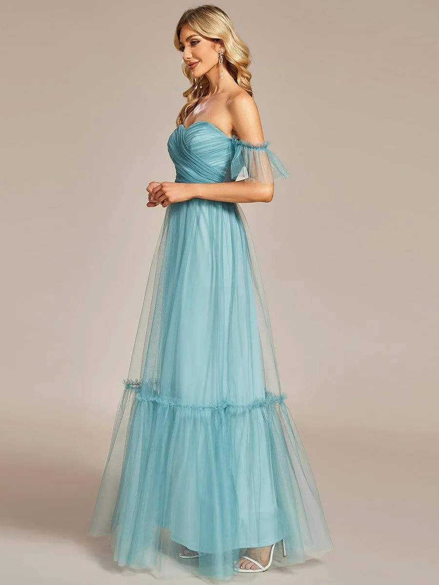Robe de demoiselle d'honneur en maille à épaules dénudées