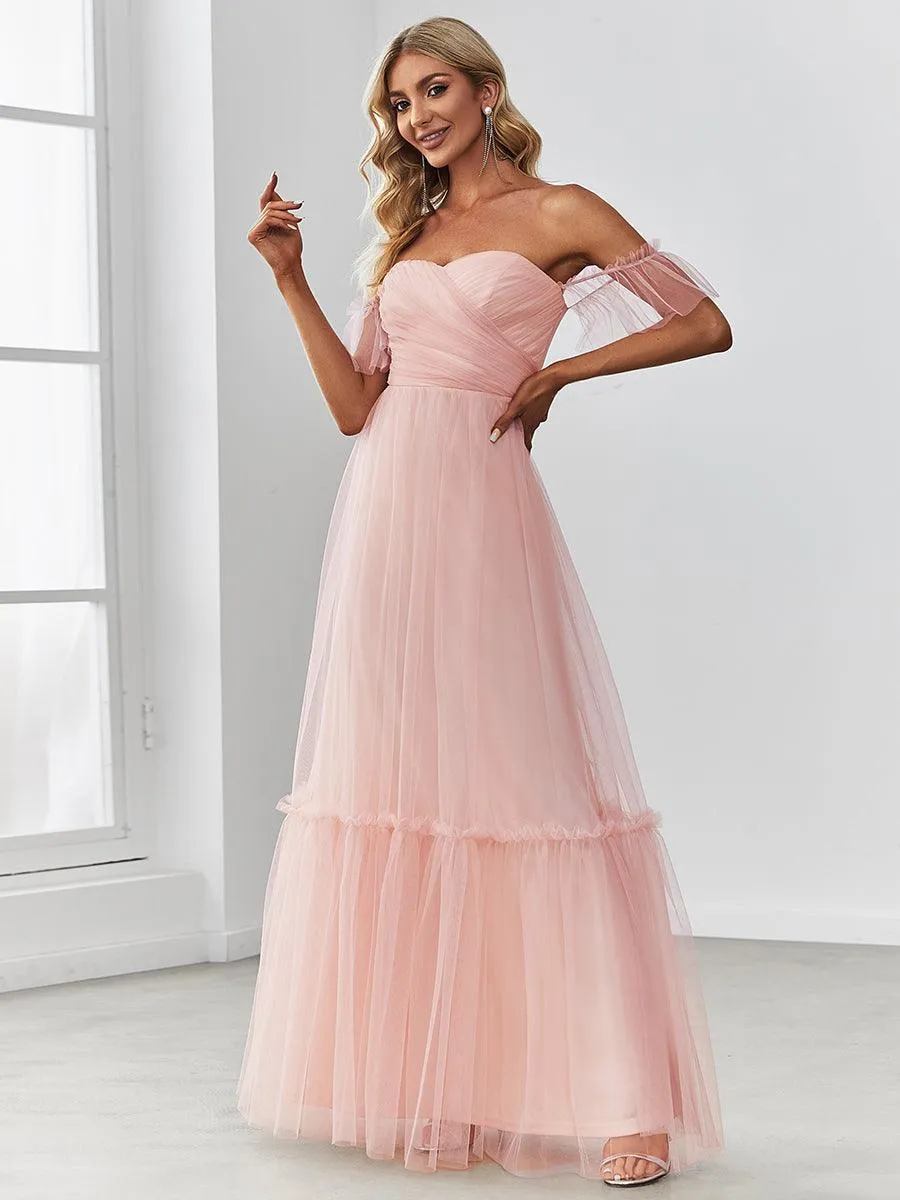 Robe de demoiselle d'honneur en maille à épaules dénudées