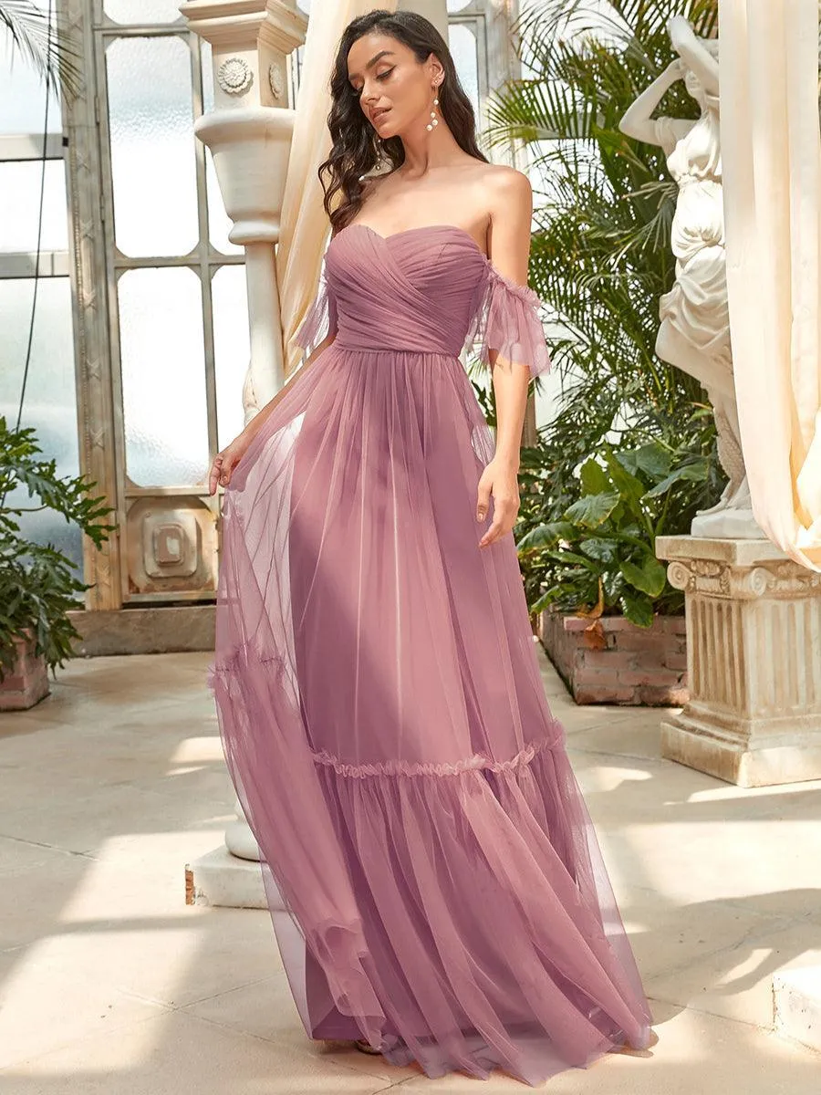 Robe de demoiselle d'honneur en maille à épaules dénudées
