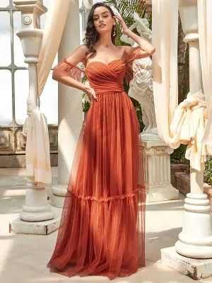 Robe de demoiselle d'honneur en maille à épaules dénudées