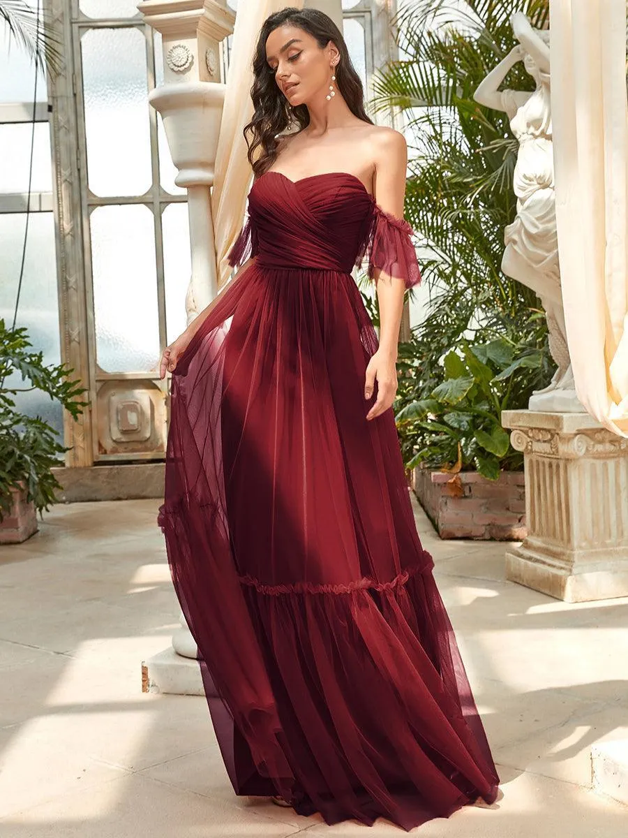 Robe de demoiselle d'honneur en maille à épaules dénudées