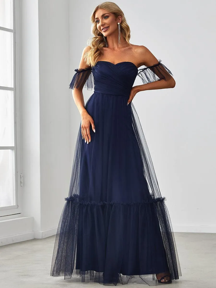 Robe de demoiselle d'honneur en maille à épaules dénudées