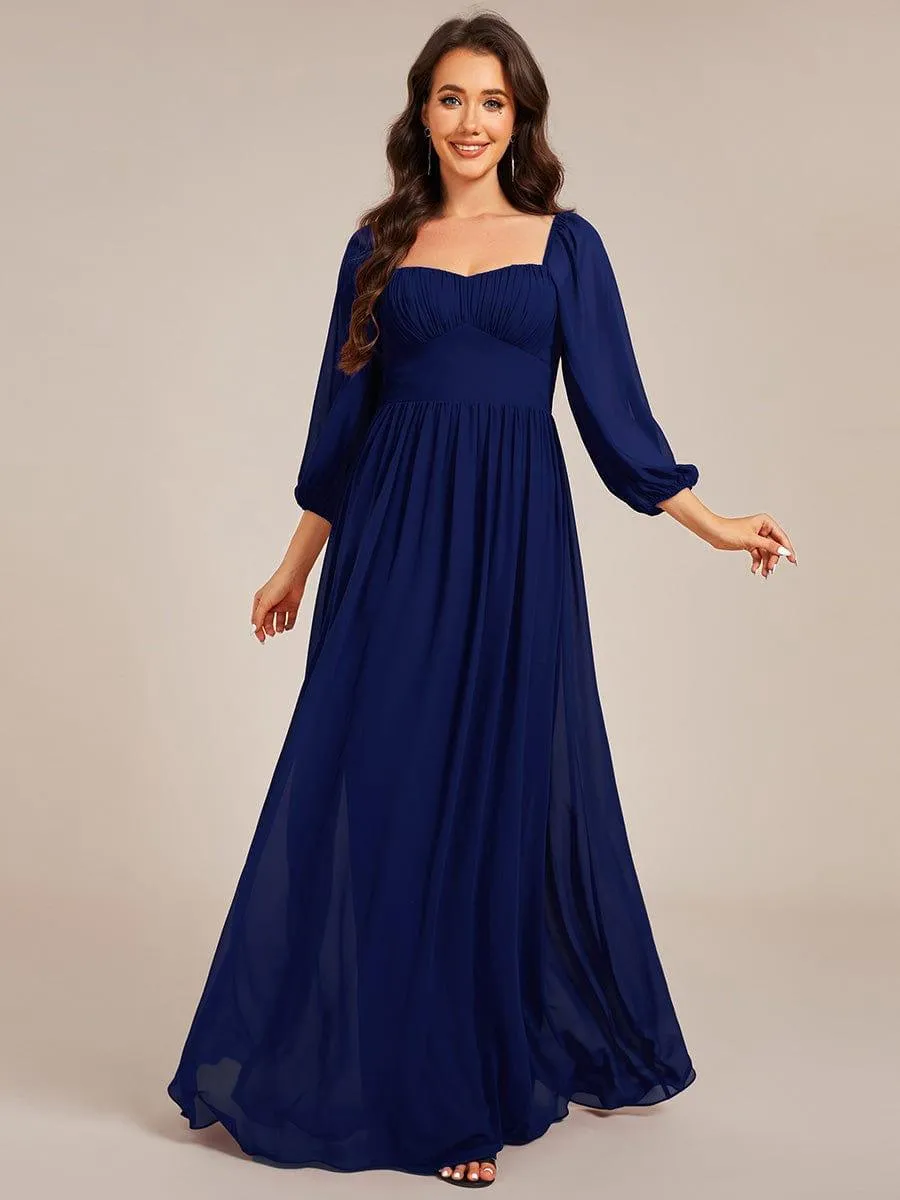 Robe de demoiselle d'honneur en mousseline de soie à col en cœur