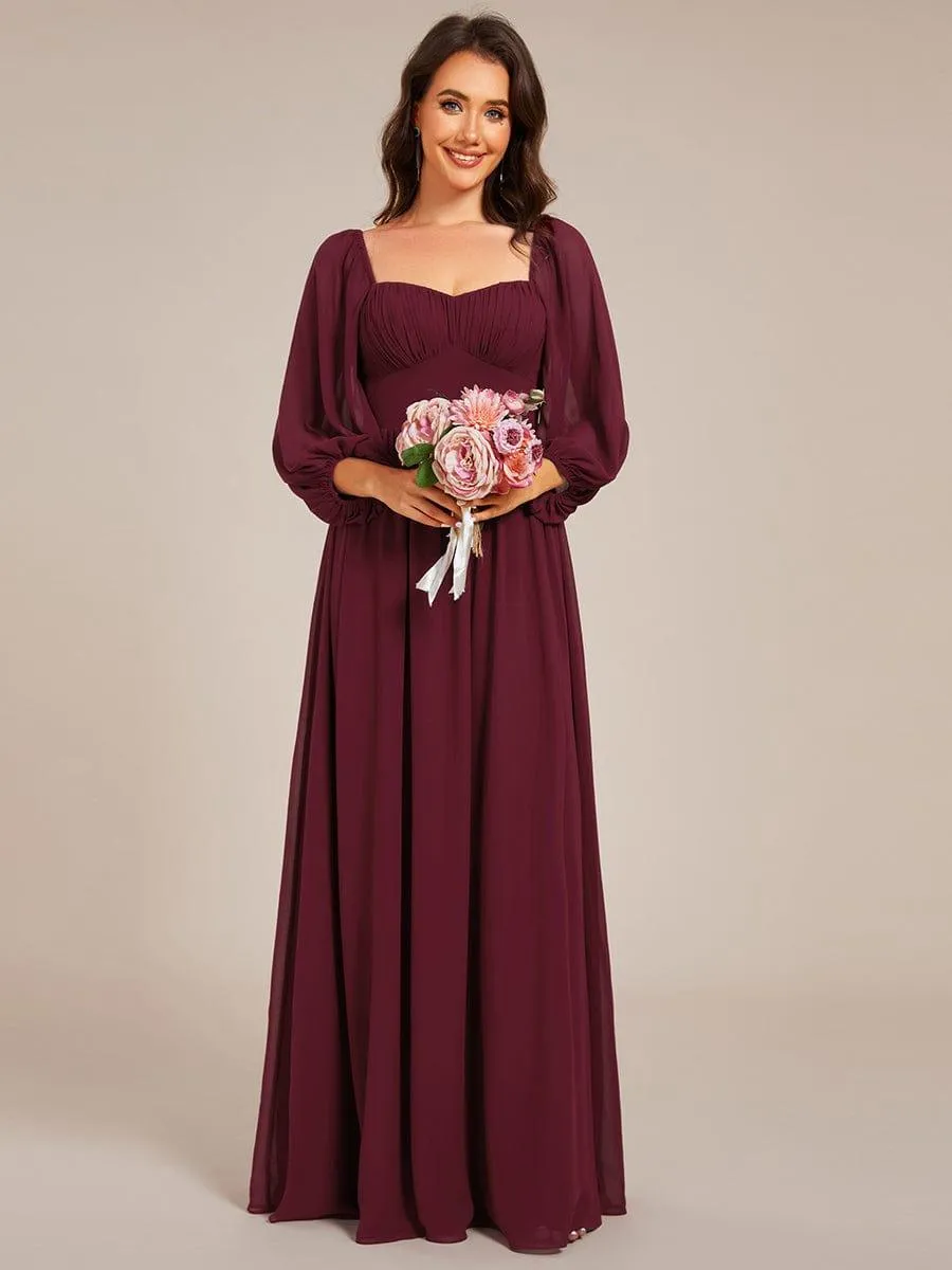 Robe de demoiselle d'honneur en mousseline de soie à col en cœur