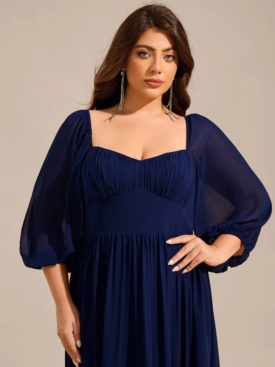 Robe de demoiselle d'honneur en mousseline de soie à col en cœur