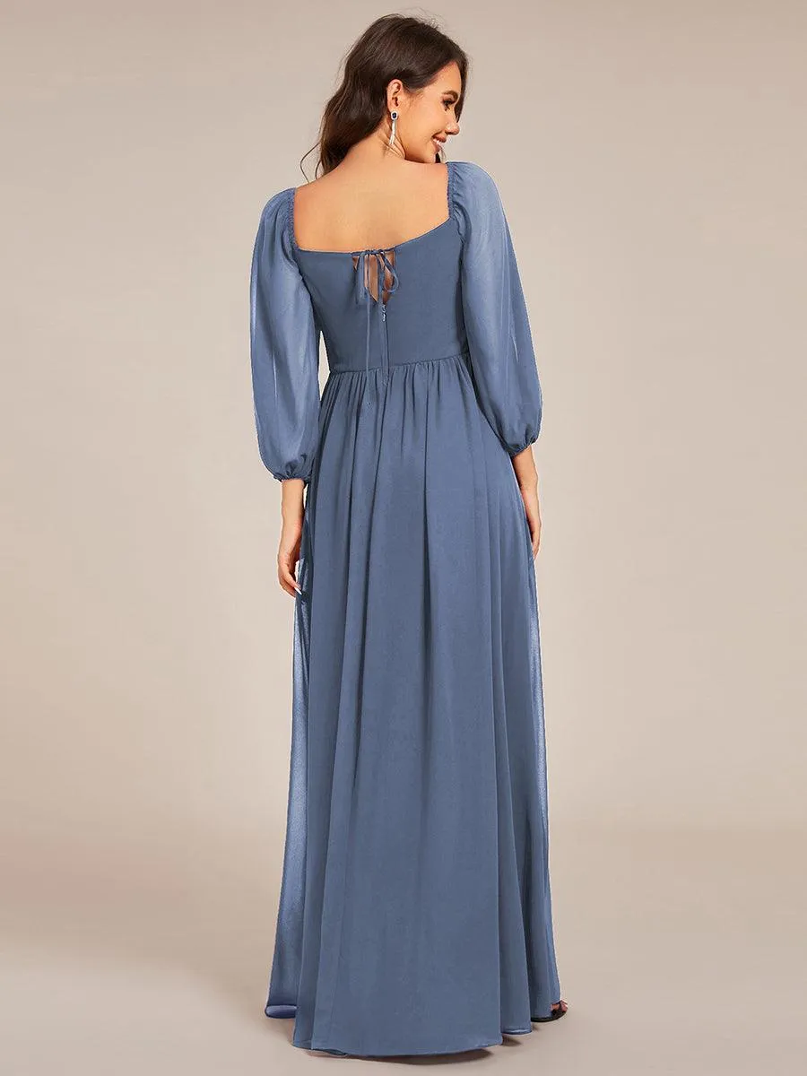 Robe de demoiselle d'honneur en mousseline de soie à col en cœur