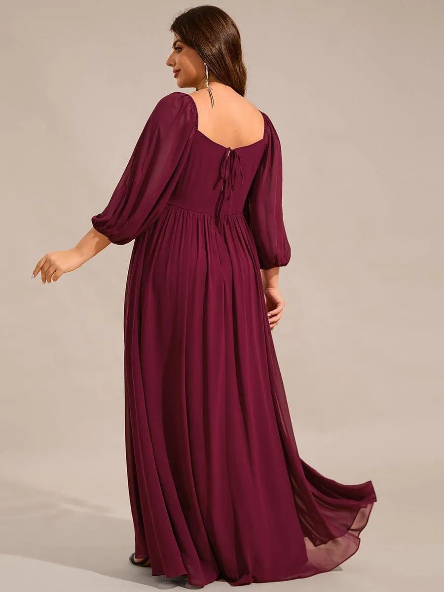Robe de demoiselle d'honneur en mousseline de soie à col en cœur