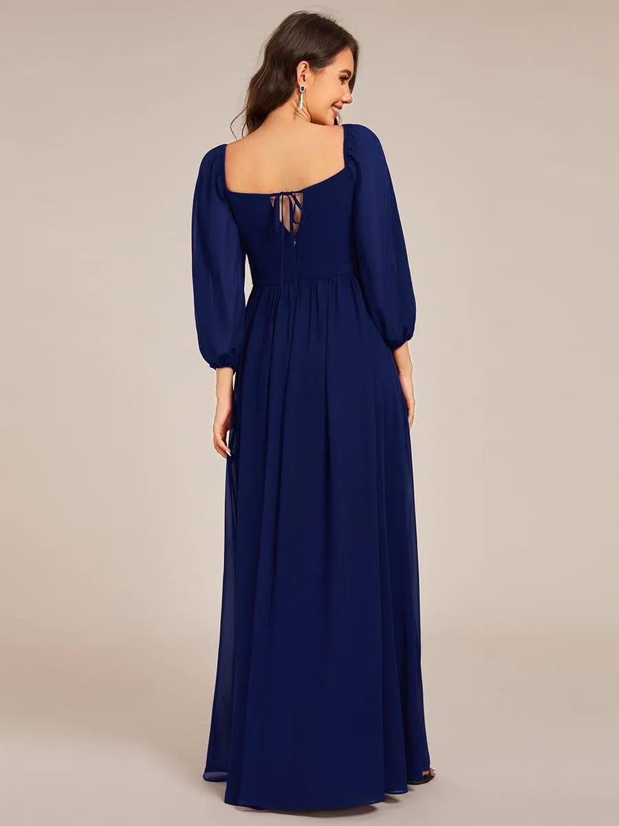Robe de demoiselle d'honneur en mousseline de soie à col en cœur