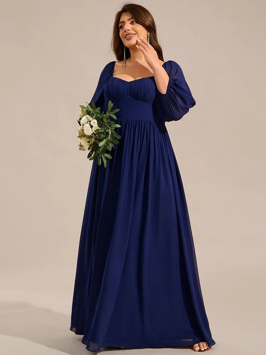Robe de demoiselle d'honneur en mousseline de soie à col en cœur