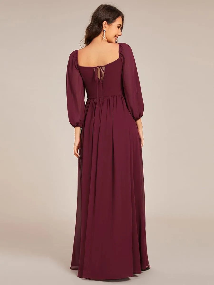 Robe de demoiselle d'honneur en mousseline de soie à col en cœur