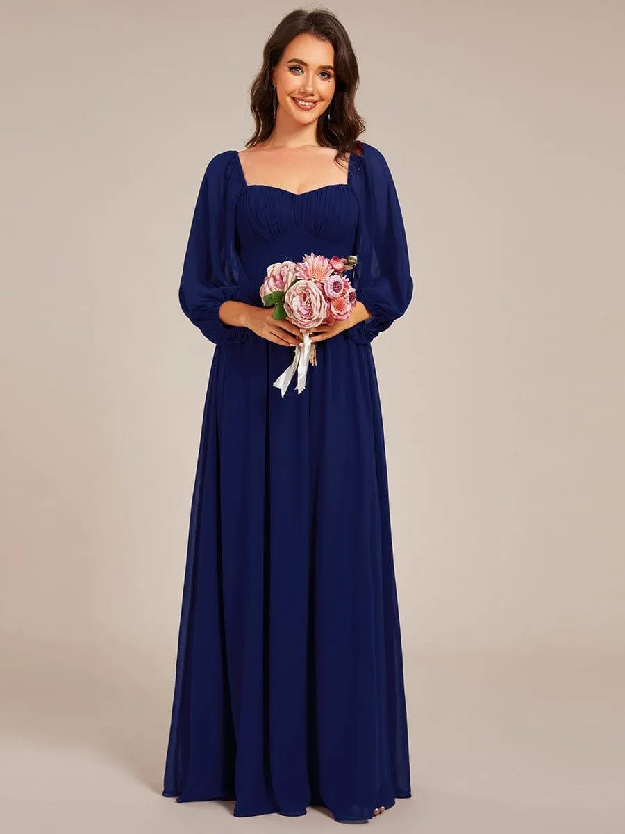 Robe de demoiselle d'honneur en mousseline de soie à col en cœur