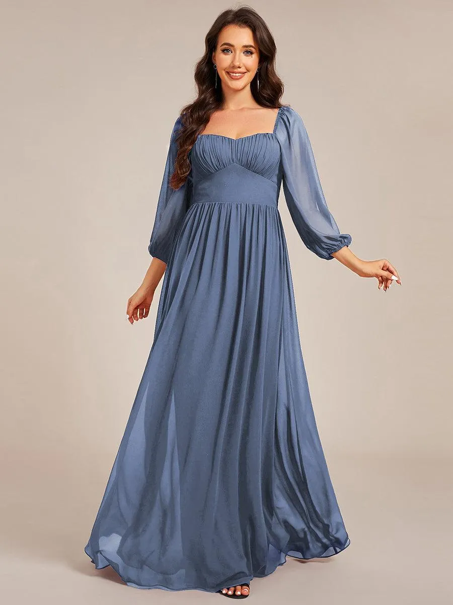 Robe de demoiselle d'honneur en mousseline de soie à col en cœur