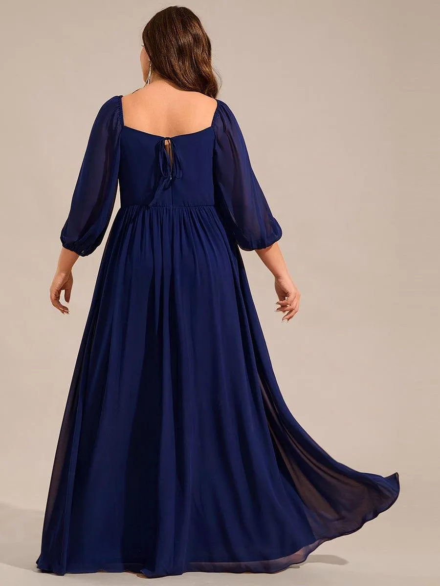 Robe de demoiselle d'honneur en mousseline de soie à col en cœur