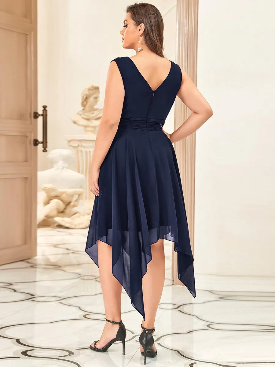 Robe de demoiselle d'honneur en mousseline de soie longueur genou avec ourlet irrégulier