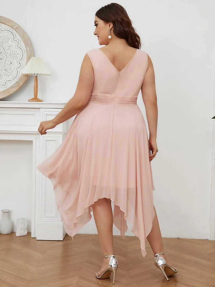Robe de demoiselle d'honneur en mousseline de soie longueur genou avec ourlet irrégulier