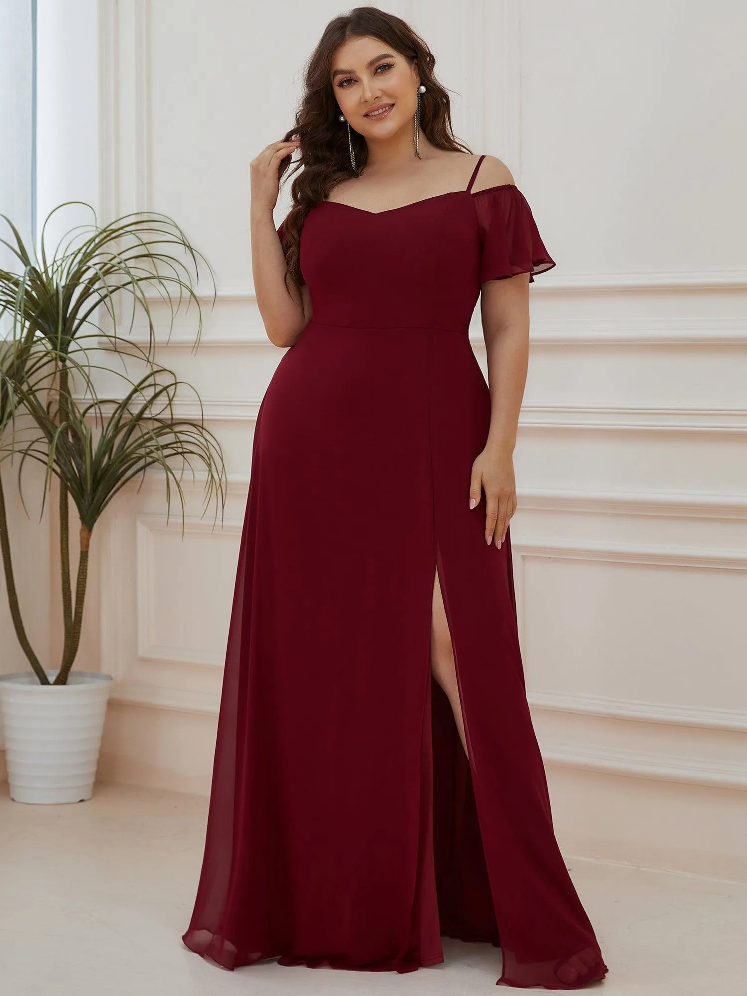 Robe de soirée Fendue à épaules dénudées Encolure en V